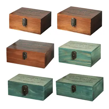 Деревянная коробка для хранения, шкатулка на память, держатель для ювелирных изделий, органайзер, винтажный стиль, запираемый с крышкой для браслетов, гаджетов, ремесел