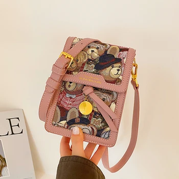 Сумка для мобильного телефона для женщин, милый медведь, женская сумка, сумка через плечо HI-Q, женская роскошная сумка-мессенджер, модная мини-сумочка через плечо